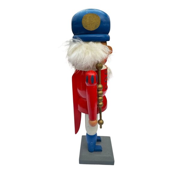 Vtg German Democratic Repubblic Nutcracker Wooden Soldier Red Blue Handmade 11" - Picture 3 of 11